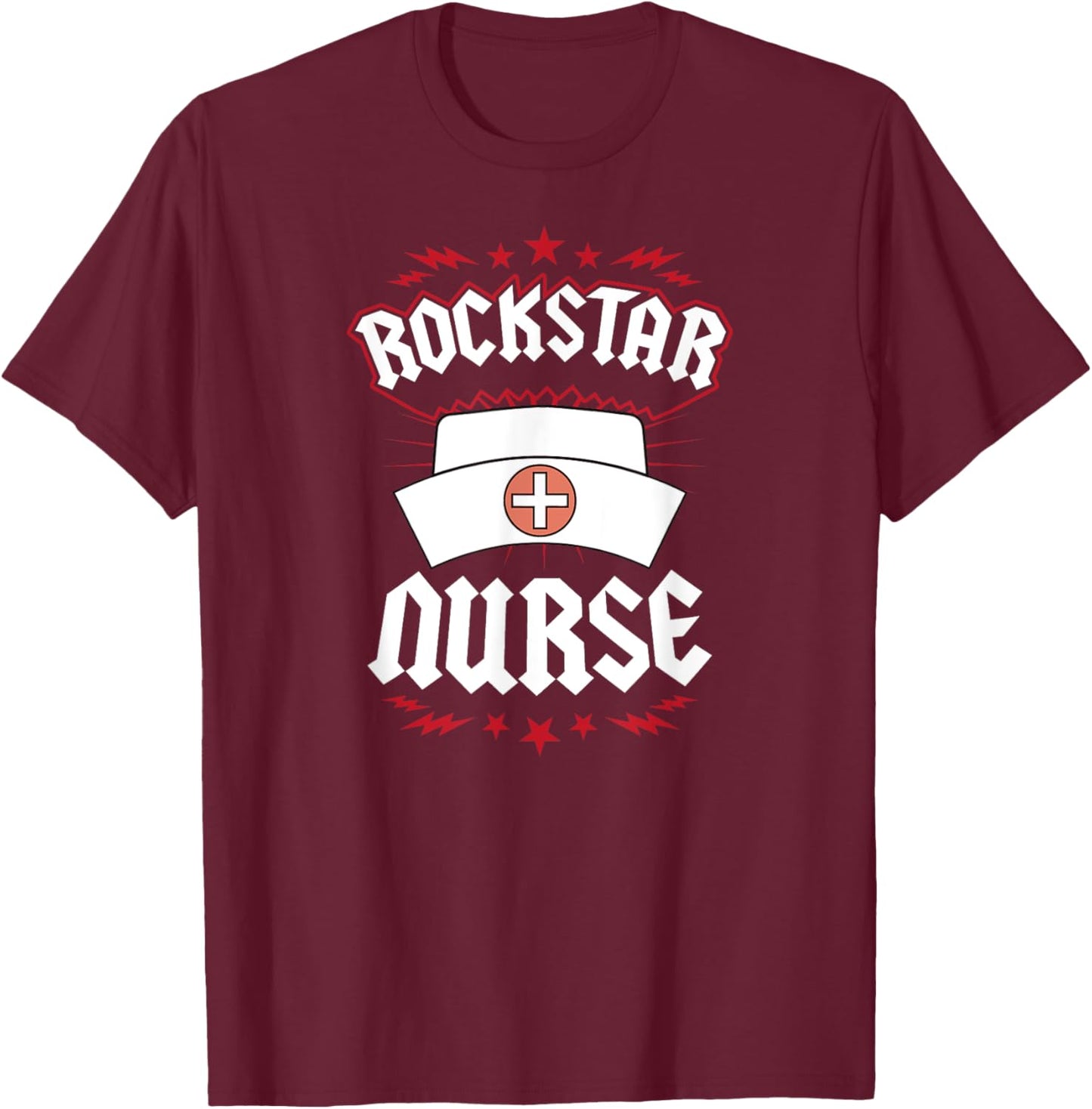 Rockstar Nurse T-Shirt - T-Shirt | Maroon