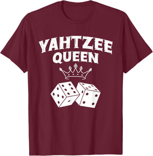 Yahtzee Queen Dice Game Game Night T-Shirt - T-Shirt | Maroon