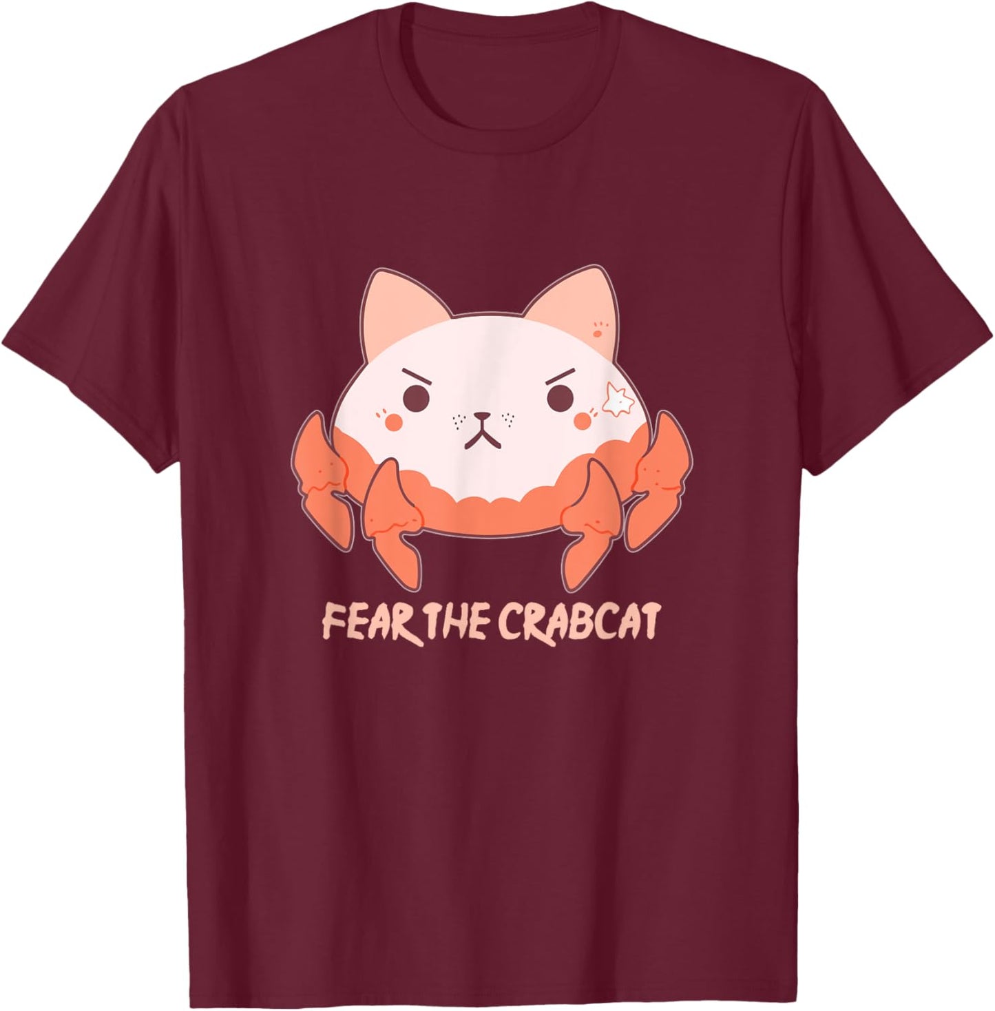 Fear the Crabcat - Funny Crab cat Cryptid Cryptozoology T-Shirt - T-Shirt | Maroon