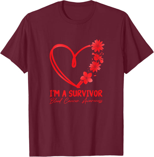 I'm a Survivor. Blood Cancer Awareness T-Shirt - T-Shirt | Maroon