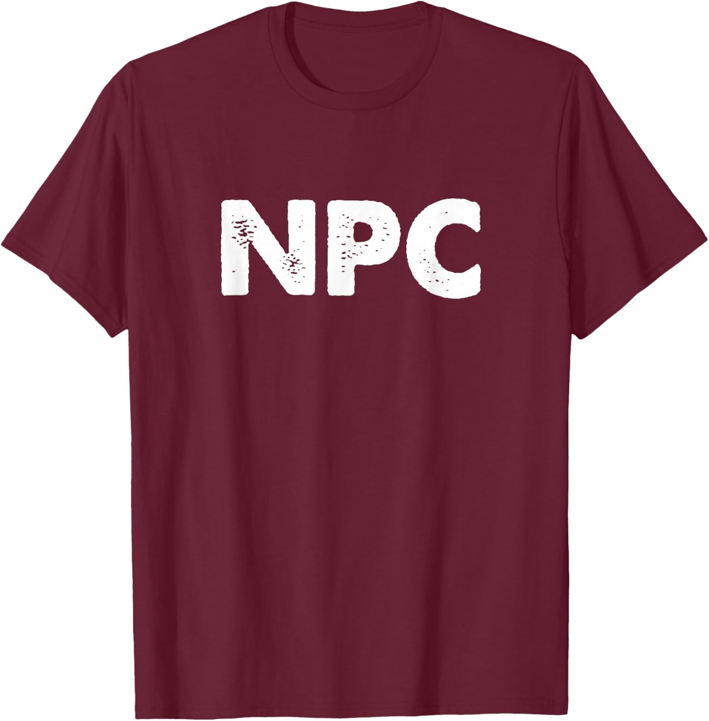 NPC LARP Larping - Black Adults' - Small - - Short Sleeve - Modern Casual - Letter Print T-Shirt - T-Shirt | Maroon