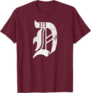 Detroit D Shirt | Detroit 313 Shirt | Detroit Michigan T-Shirt - T-Shirt | Maroon