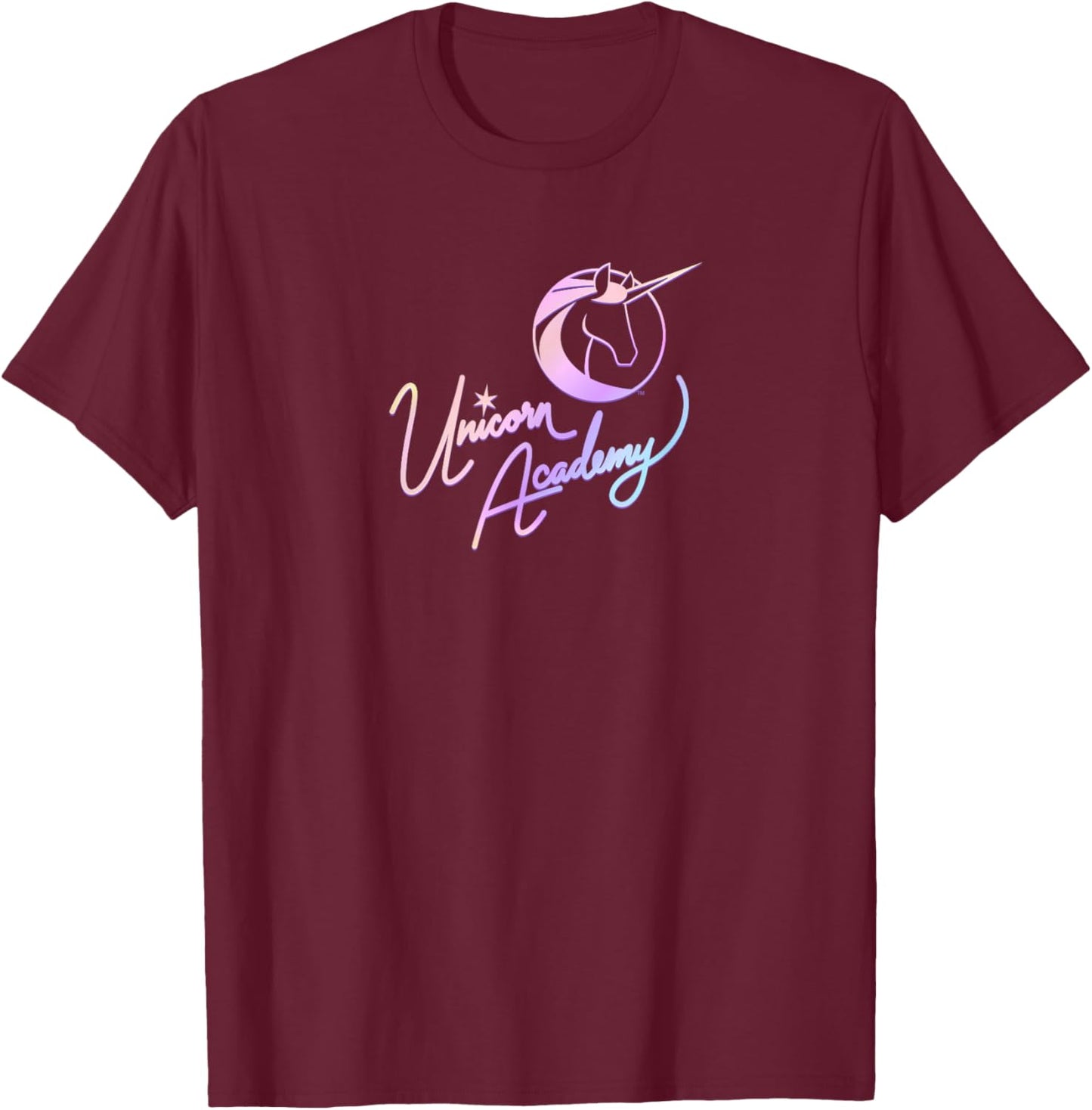 Unicorn Academy Nouveau Magic Graphic Front and Back Print T-Shirt - T-Shirt | Maroon