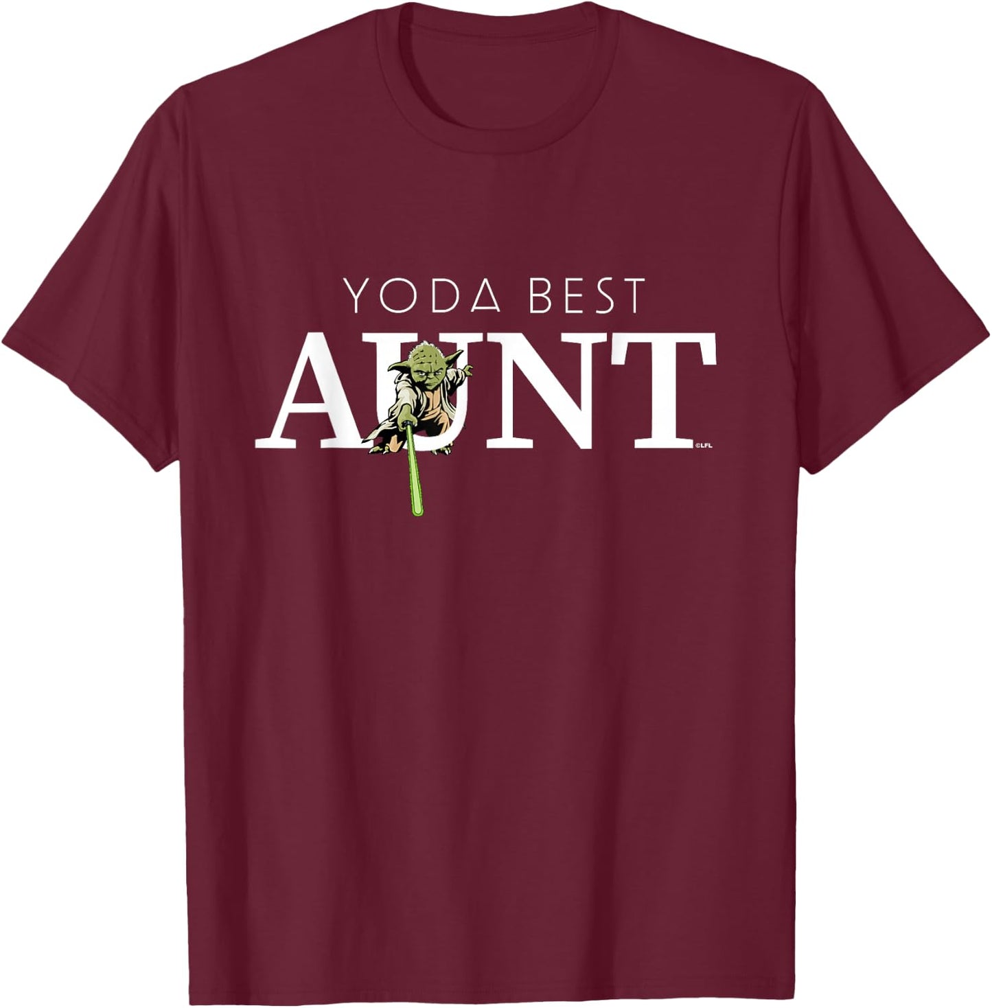 Star Wars Yoda Best Aunt Lightsaber Gift Family T-Shirt - T-Shirt | Maroon