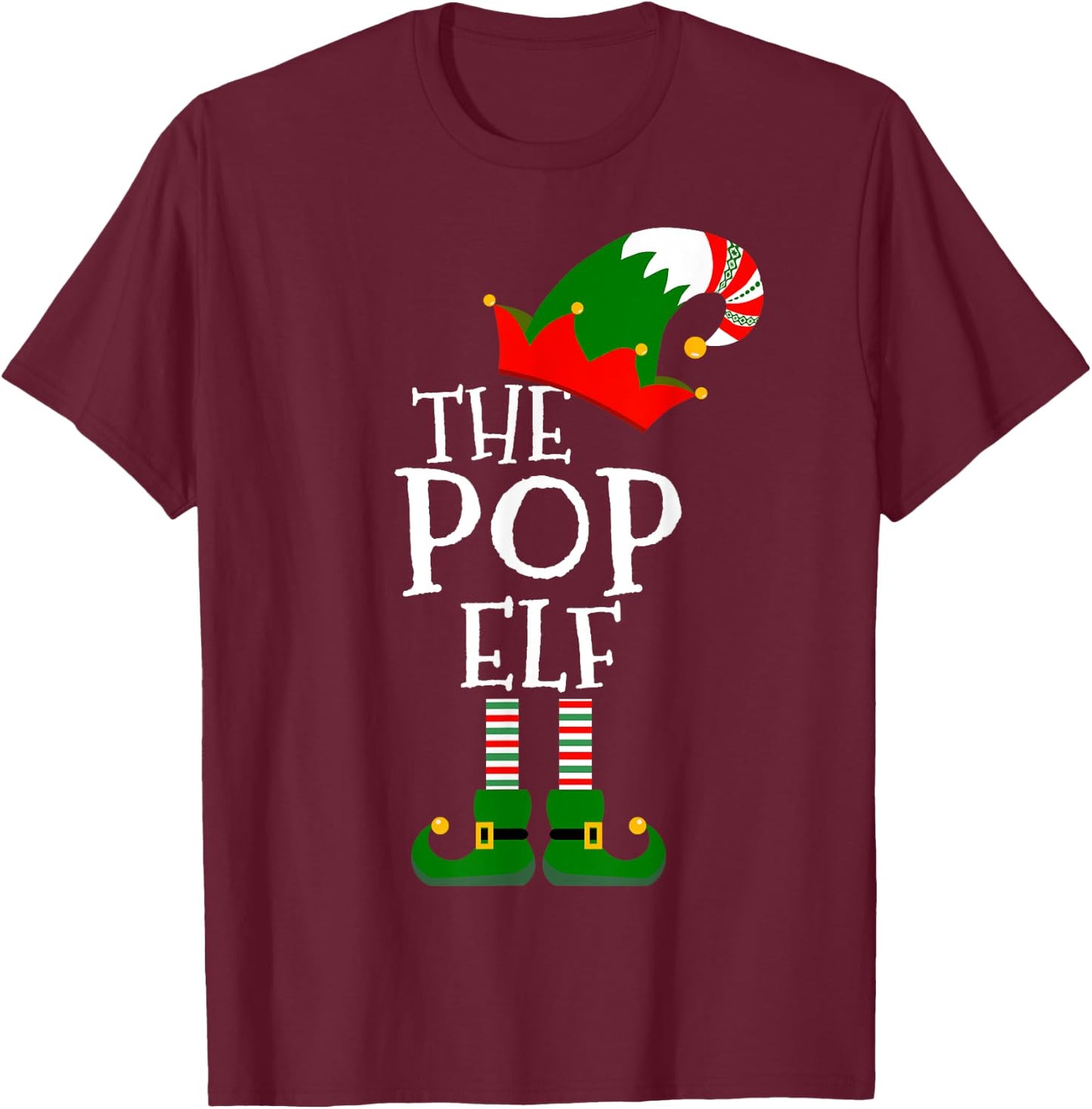 Easy The Pop Elf Costume Matching Family Group Christmas T-Shirt - T-Shirt | Maroon