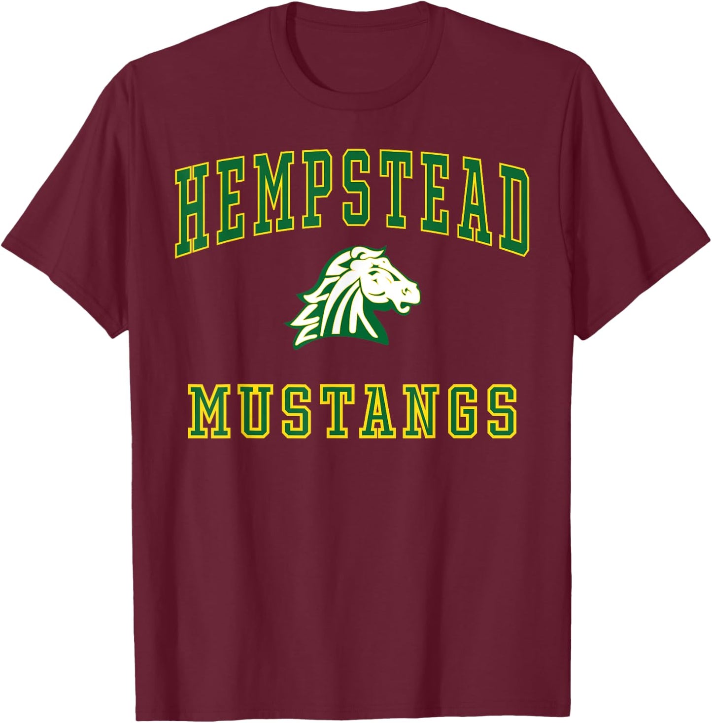 Hempstead High School Mustangs C1 T-Shirt - T-Shirt | Maroon