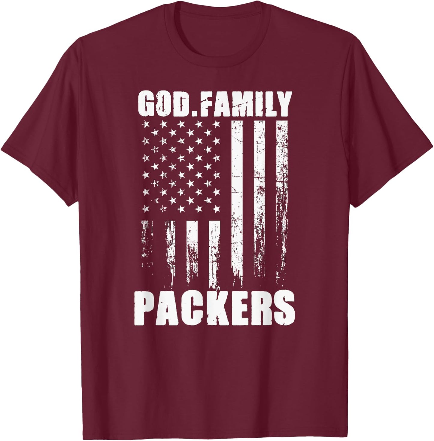 Austin Packers God. Family. Vintage USA Flag T-Shirt - T-Shirt | Maroon