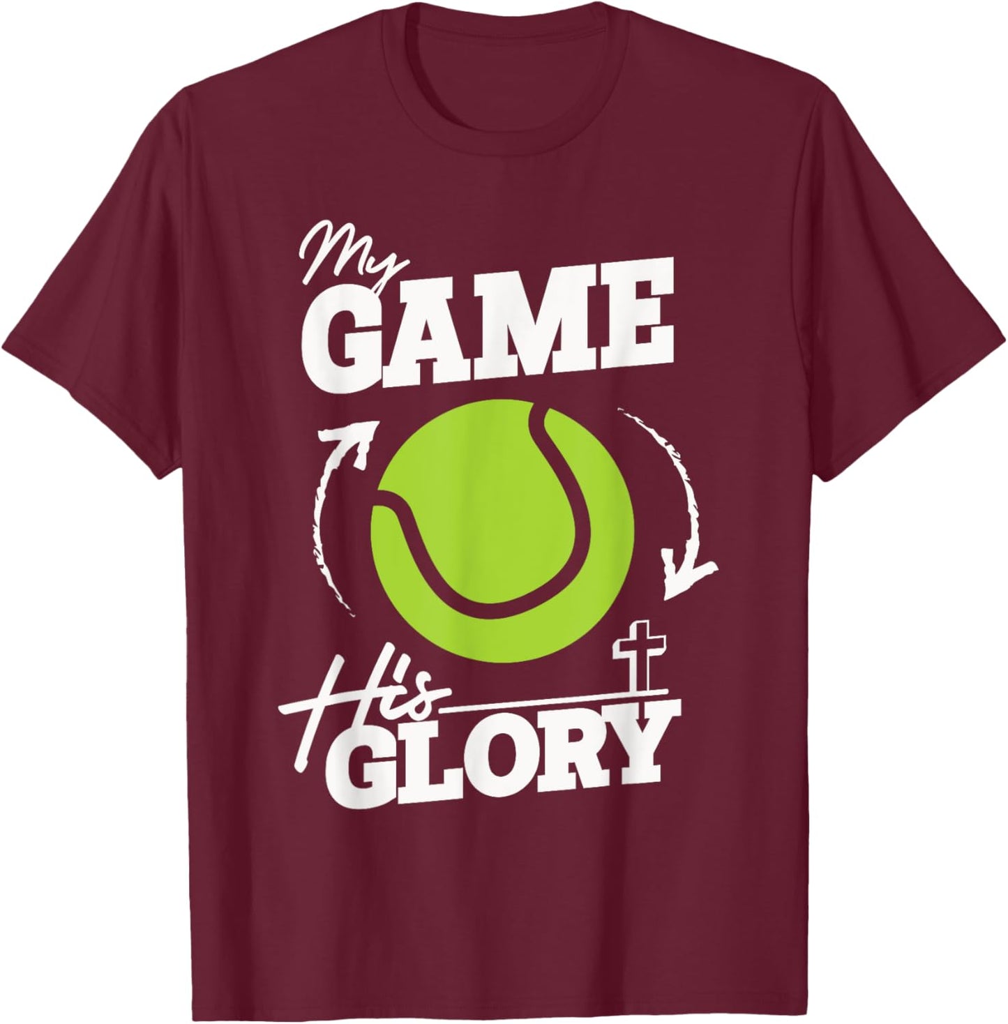 My Game His Glory - Teen Boy Christian Tennis T-Shirt - T-Shirt | Maroon