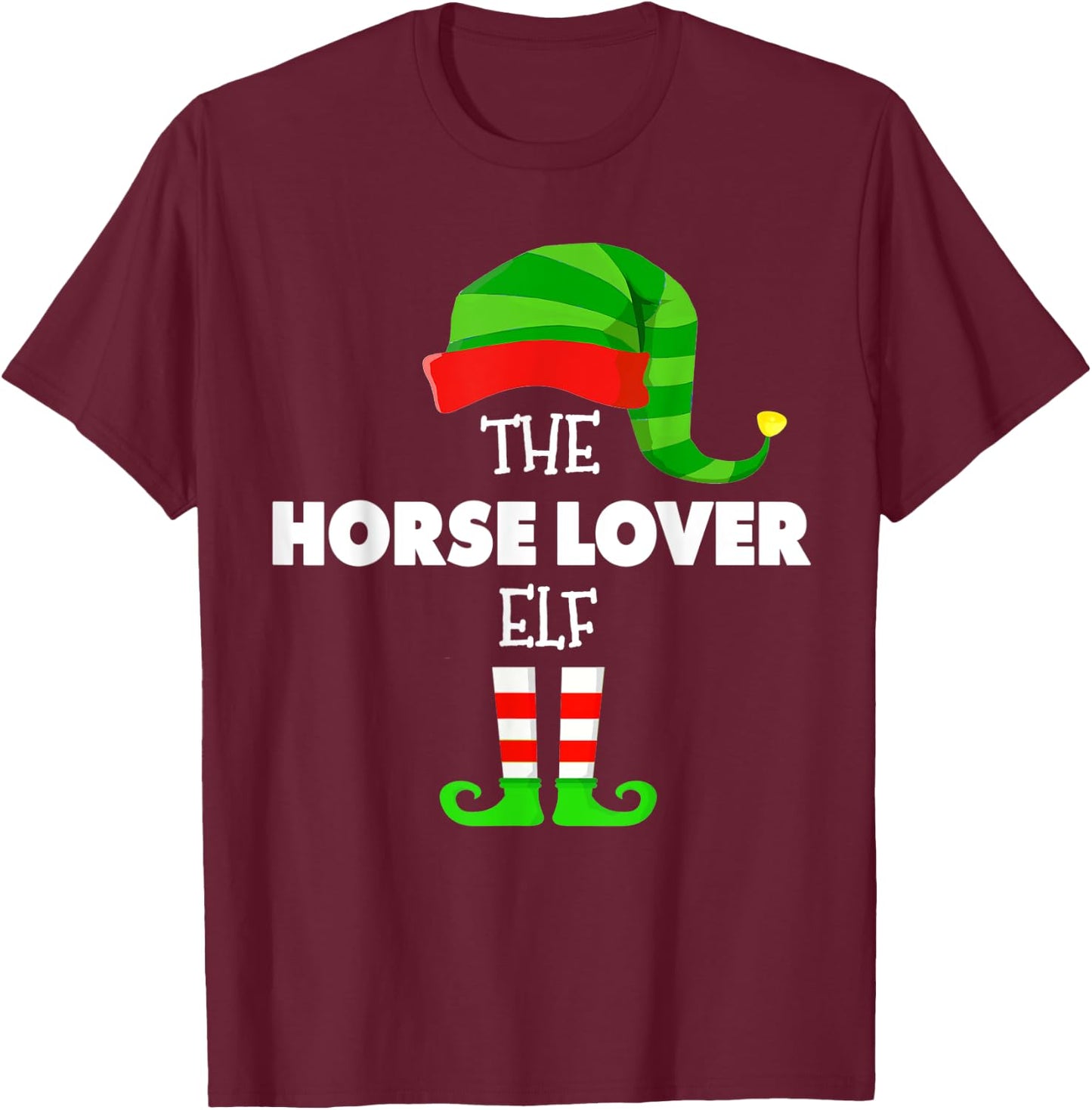 The HORSE LOVER ELF Group Matching Family Christmas PJS T-Shirt - T-Shirt | Maroon