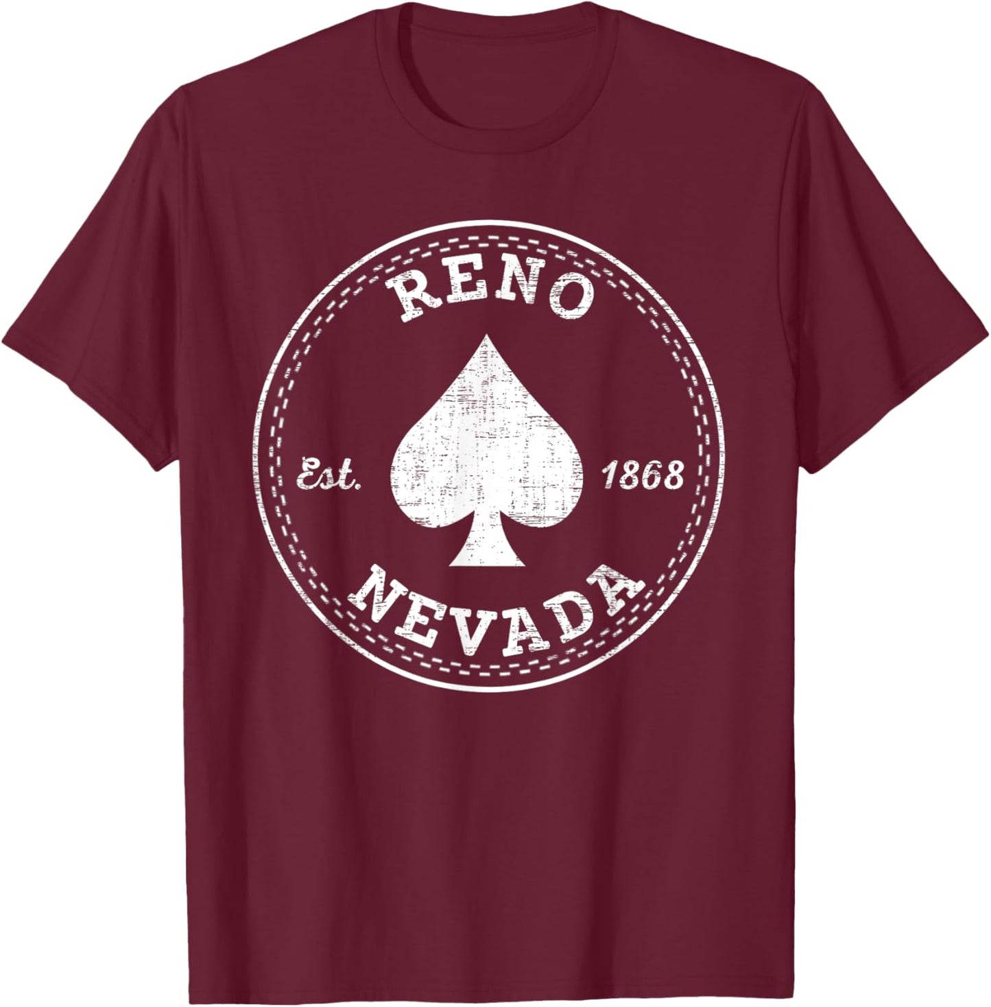 Reno Nevada Vintage Ace Of Spade T-Shirt - T-Shirt | Maroon