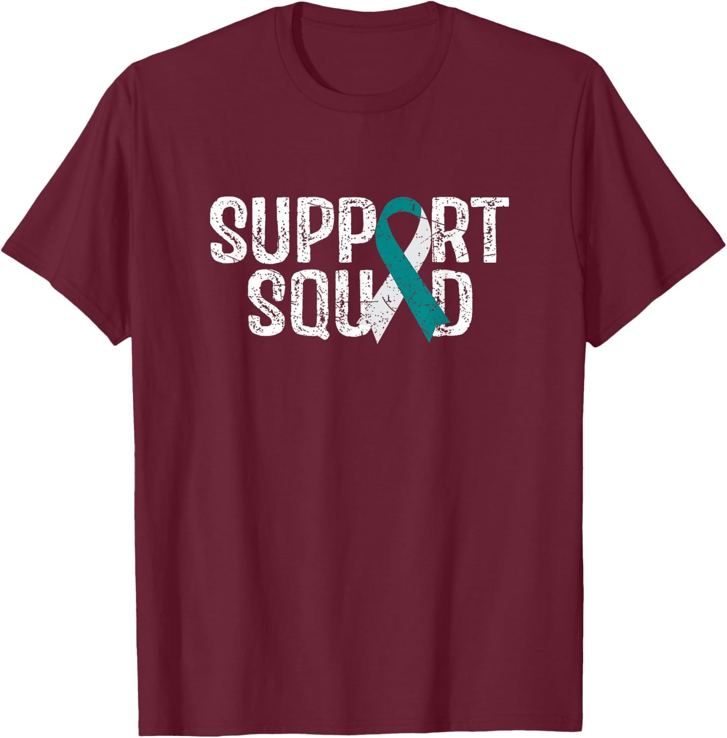 Support Squad Cervical Cancer Awareness T-Shirt - T-Shirt | Maroon