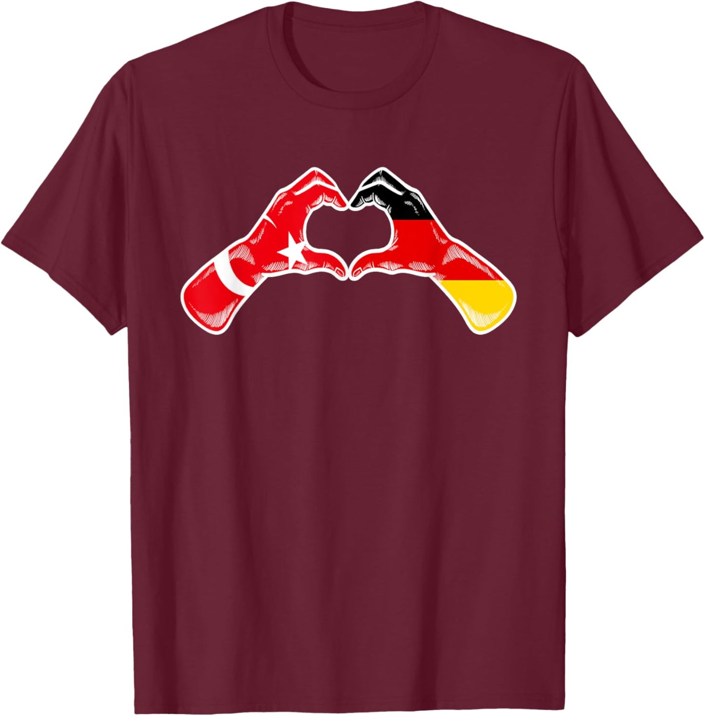 Türkei Deutschland Flagge - Türkisch Deutsches Herz T-Shirt - T-Shirt | Maroon