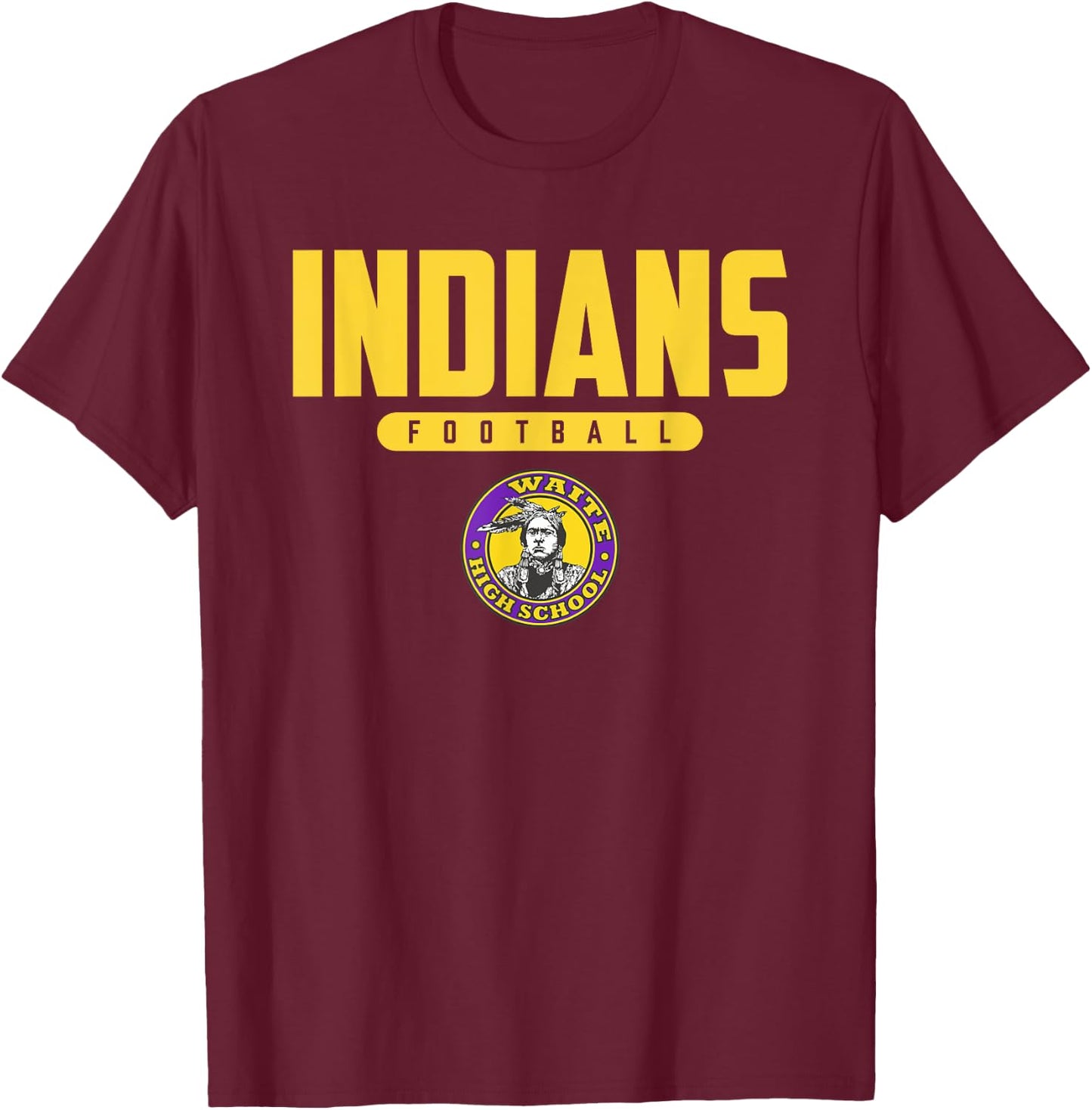 Morrison R Waite Indians Logo Football HS T-Shirt - T-Shirt | Maroon