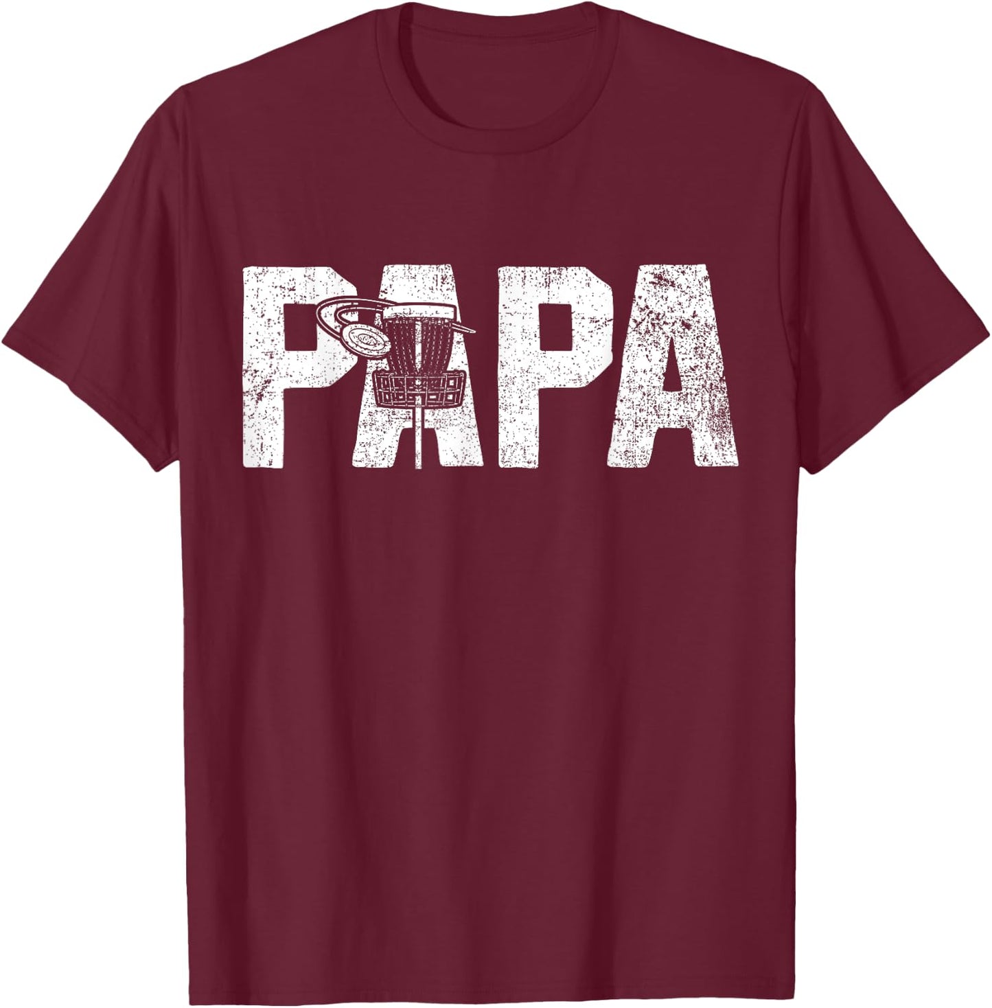 Disc Golf Papa Dad Disc Golfing T-Shirt - T-Shirt | Maroon