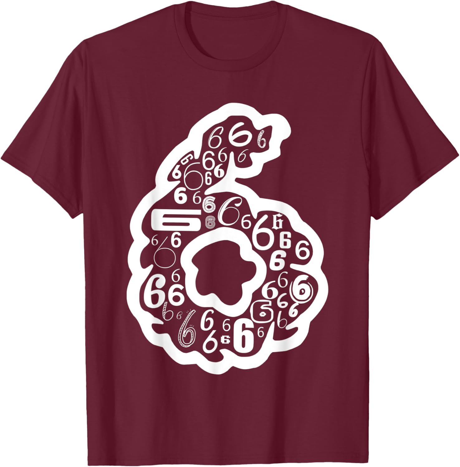 Number #6 | Team Sports Birthday 6 Year Old T-Shirt - T-Shirt | Maroon