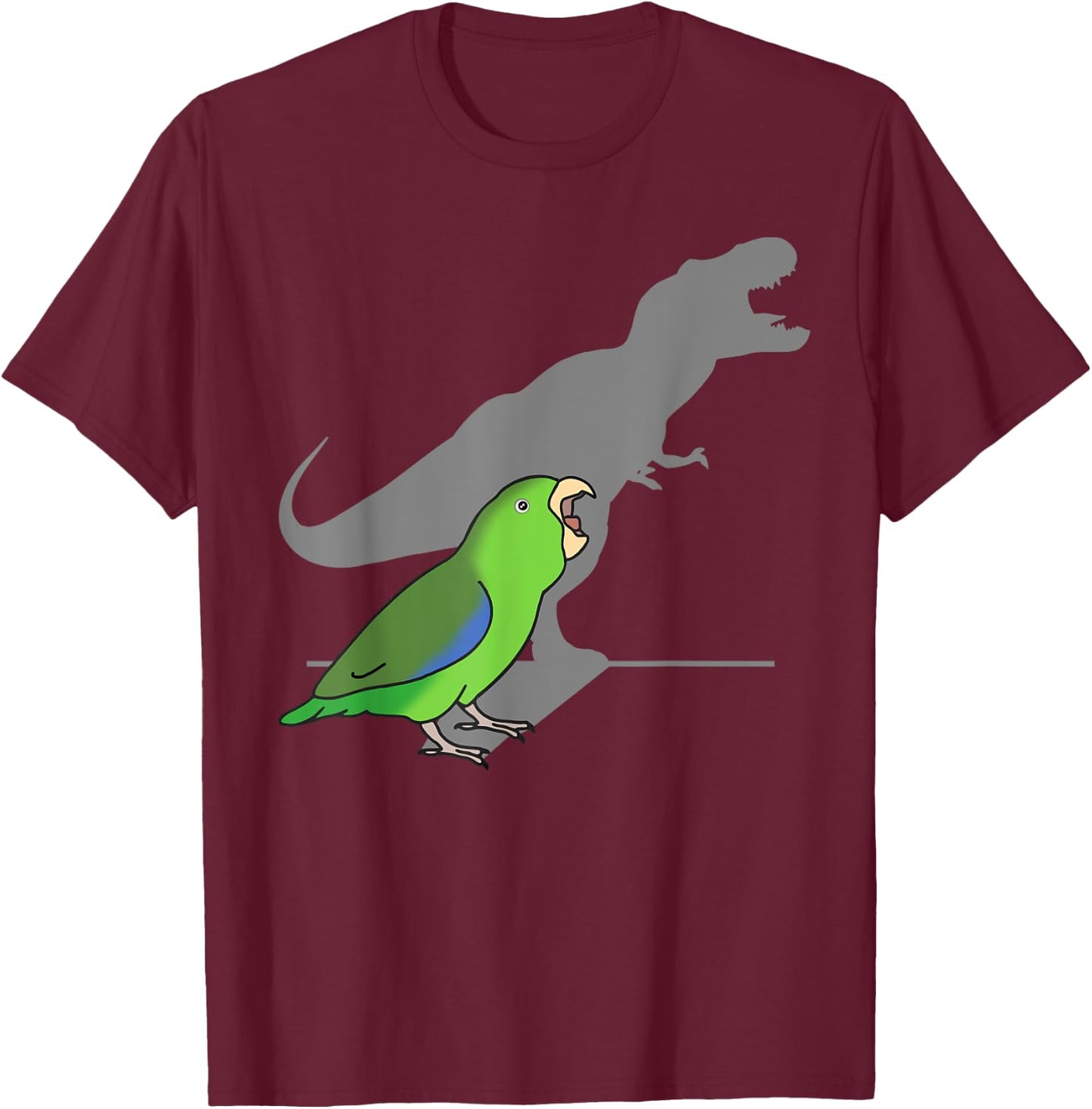 T-rex Green Parrotlet Cute Parakeet Funny Parrot Birb memes T-Shirt - T-Shirt | Maroon