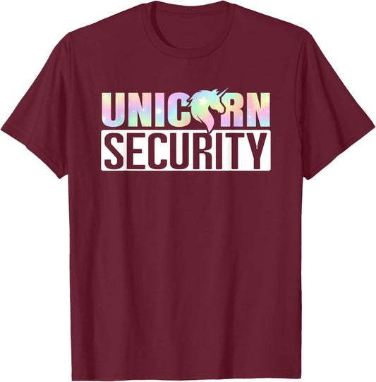 Halloween Mom Dad Daughter Adult Costume Unicorn Security T-Shirt - T-Shirt | Maroon
