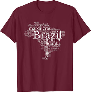 Brazil Map Brazilian Soccer Copacabana Brasil Men Women Gift T-Shirt - T-Shirt | Maroon