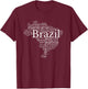 Brazil Map Brazilian Soccer Copacabana Brasil Men Women Gift T-Shirt - T-Shirt | Maroon
