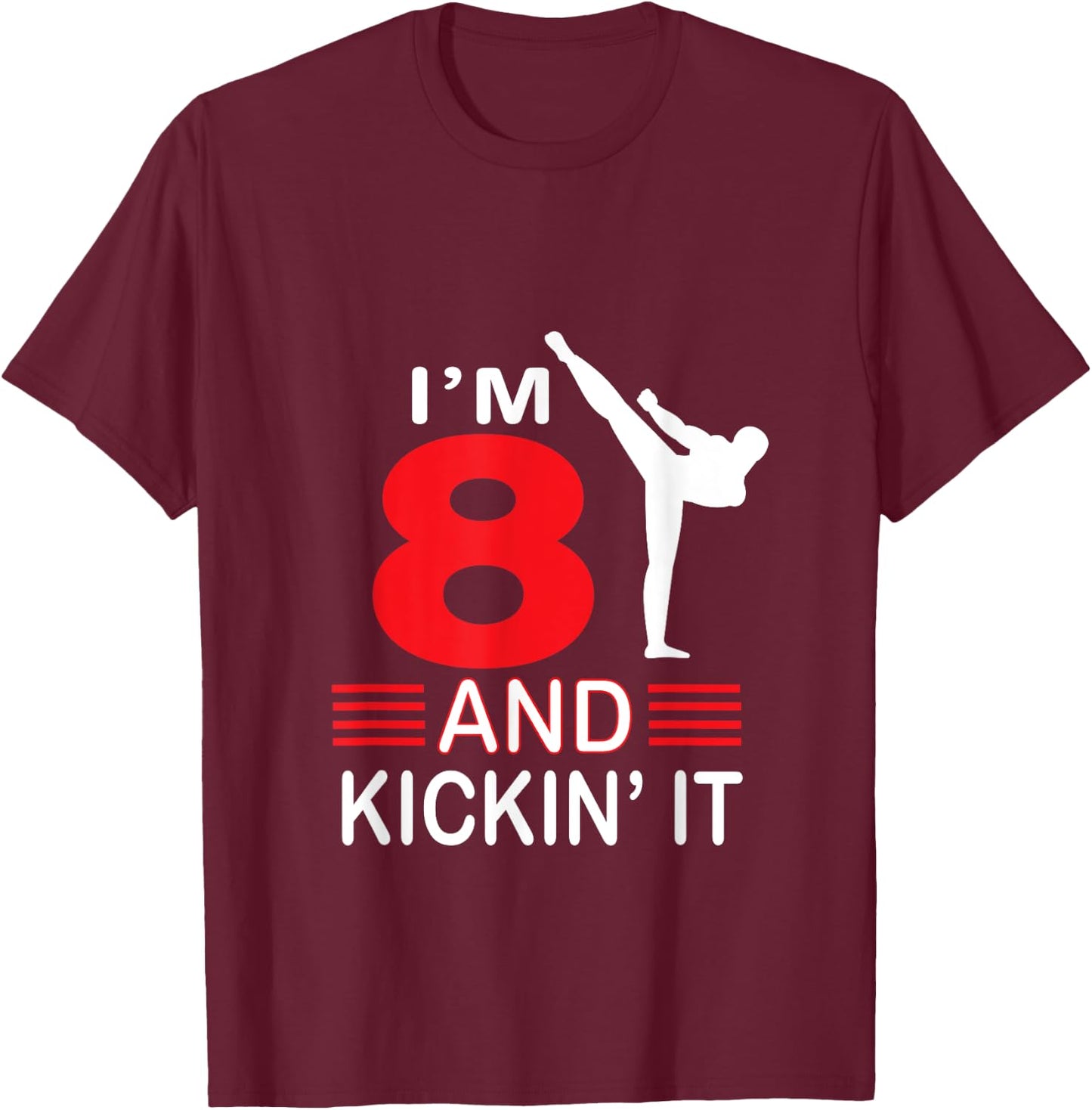 8th Birthday Karate Gifts 8 Years Old Birthday Martial Arts Gift Boys Girls T-Shirt - T-Shirt | Maroon