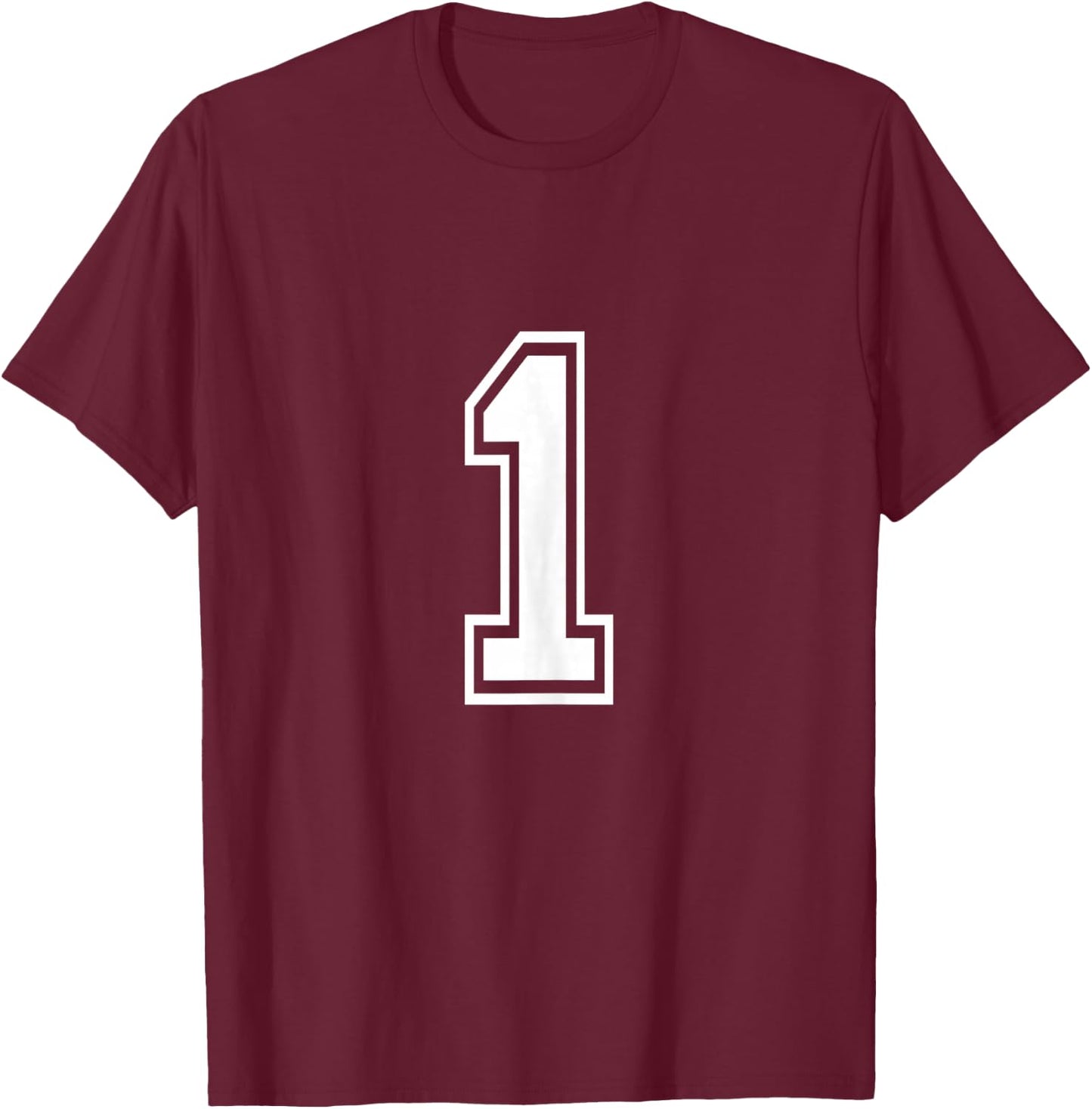 Number 1 Birthday Sports Player Team Numbered Jersey T-Shirt - T-Shirt | Maroon