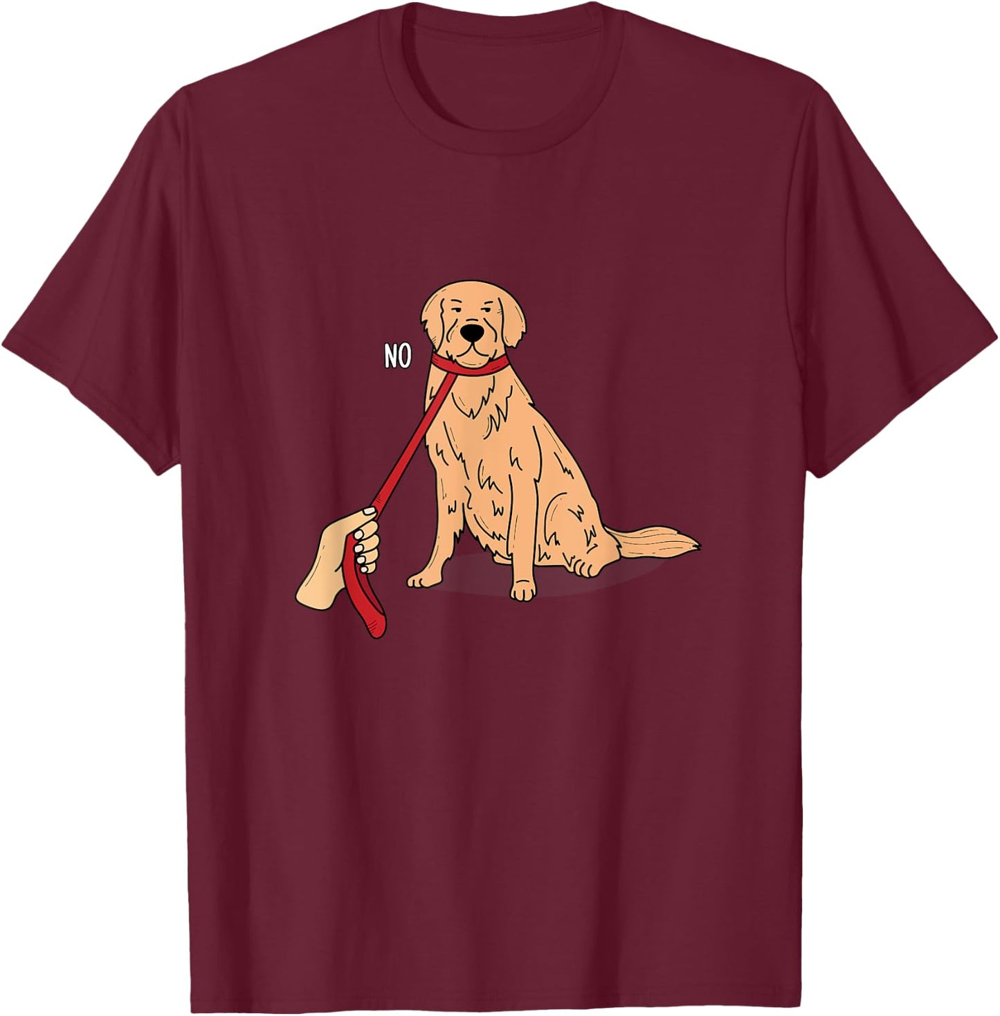 Funny Golden Retriever Cartoon style NO Design T-Shirt - T-Shirt | Maroon