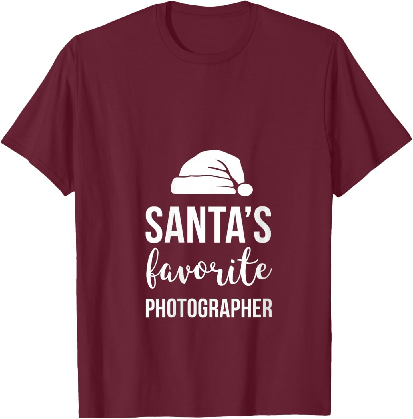 Santa's Favorite Photographer Funny Christmas V-Neck T-Shirt - T-Shirt | Maroon