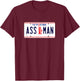 New York ASSMAN ASS MAN License Plate T-Shirt - T-Shirt | Maroon