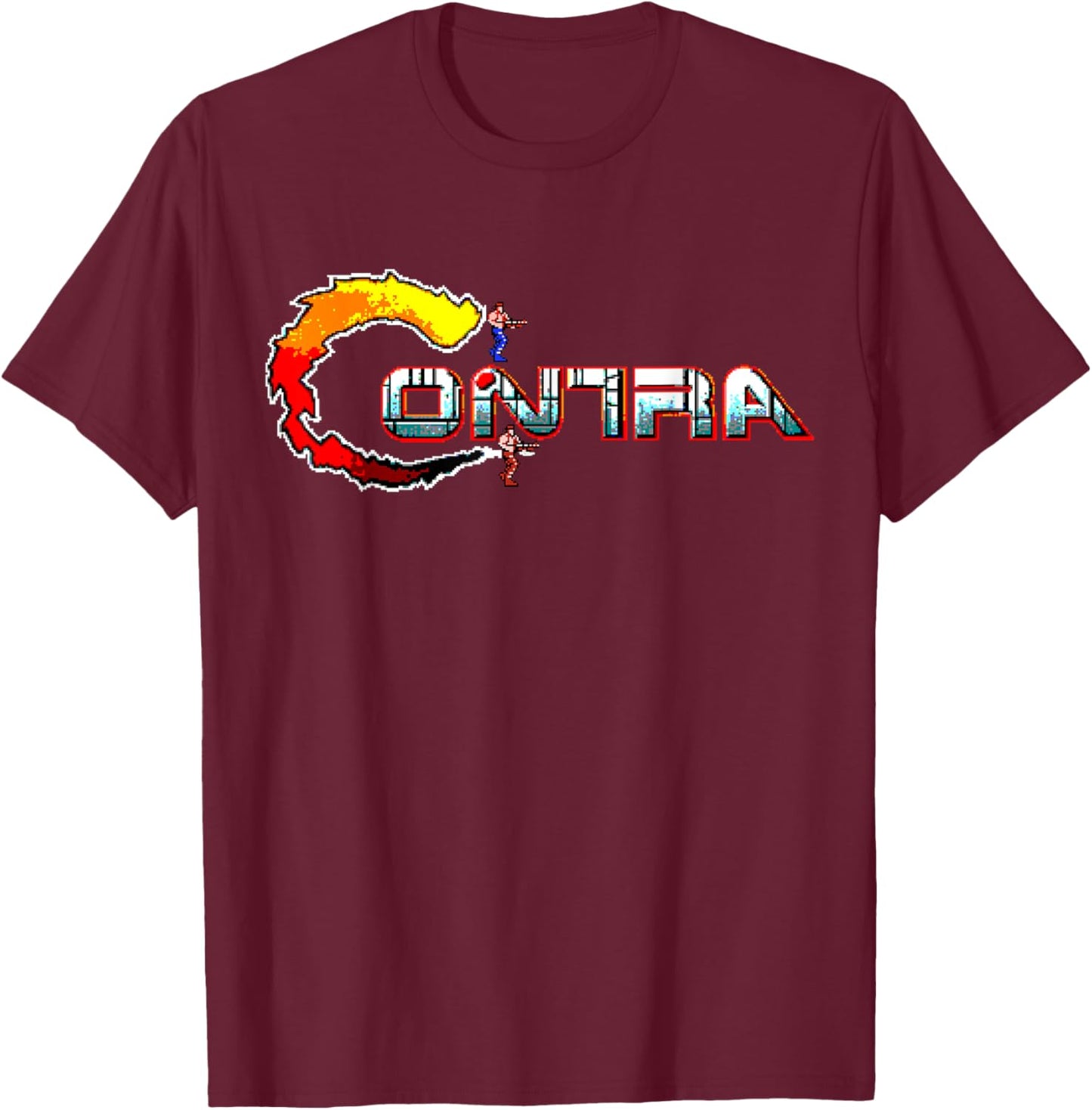 Contra Logo Retro Gamer Nostalgia Classic 8-Bit Revival T-Shirt - T-Shirt | Maroon