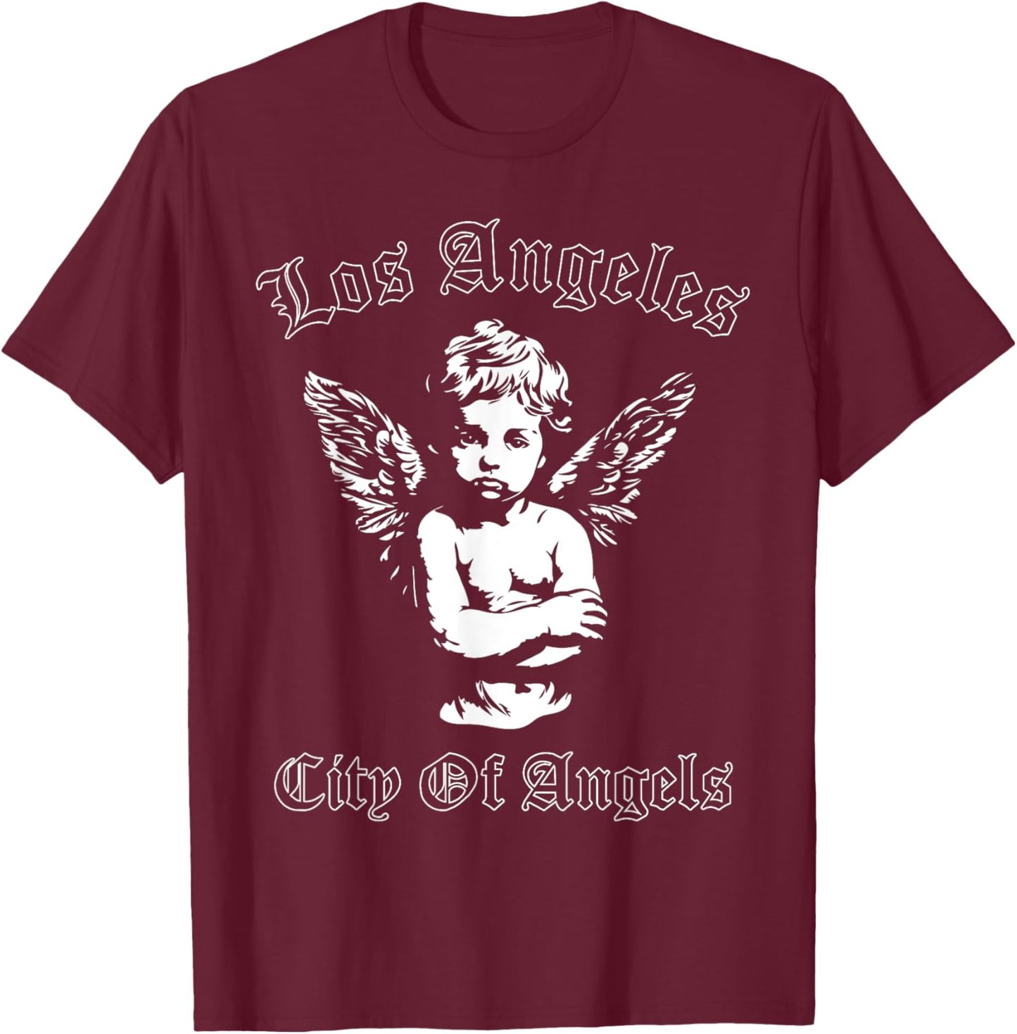 Los Angeles OG Chicano Angel LA California , Small, Black T-Shirt - T-Shirt | Maroon