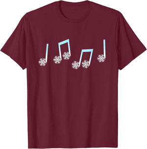 Music Note Snowflakes Winter Music Teacher Christmas Outfit T-Shirt - T-Shirt | Maroon
