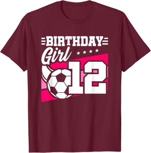 Soccer Birthday Party - 12 Year Old Girl - 12th Birthday T-Shirt - T-Shirt | Maroon