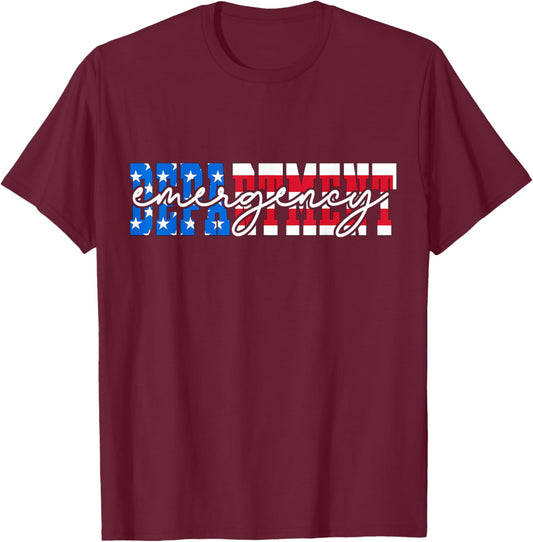 Emergency Department 4th of July USA Emergency Room Nurse T-Shirt - T-Shirt | Maroon