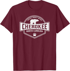 Cherokee North Carolina Great Smoky Mountains T-Shirt - T-Shirt | Maroon