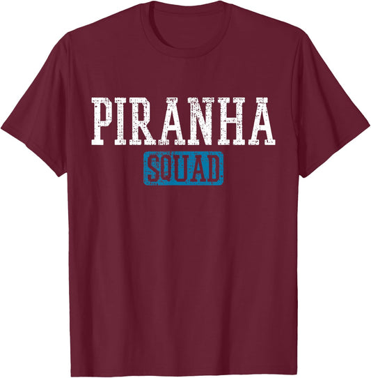 Vintage Piranha Squad T-Shirt - T-Shirt | Maroon