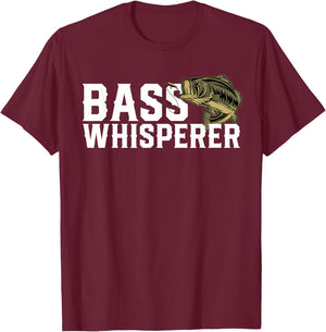 Bass Whisperer Funny Largemouth Fishing Gift Fisherman T-Shirt - T-Shirt | Maroon