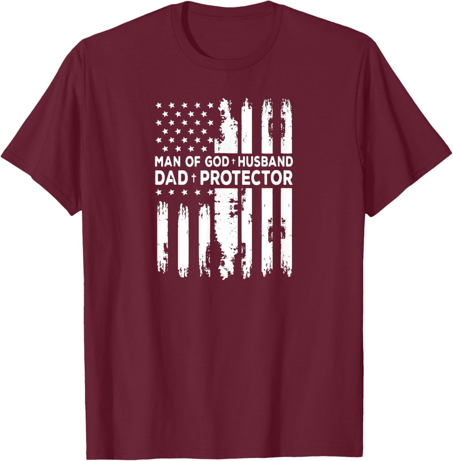 Jesus God Religious Man of God Husband Dad Protector T-Shirt - T-Shirt | Maroon