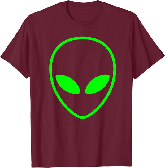 Green Alien Head T-Shirt - T-Shirt | Maroon