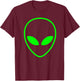 Green Alien Head T-Shirt - T-Shirt | Maroon