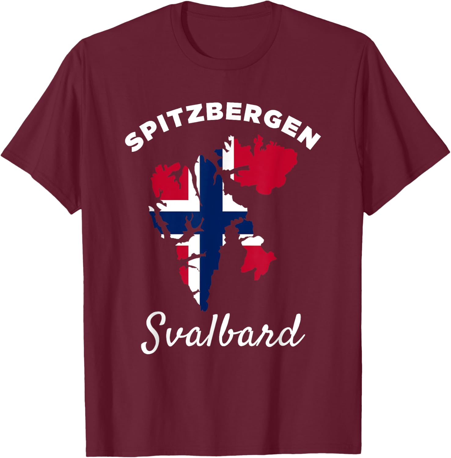 Spitsbergen Norway Flag Men Women Spitzbergen Svalbard T-Shirt - T-Shirt | Maroon