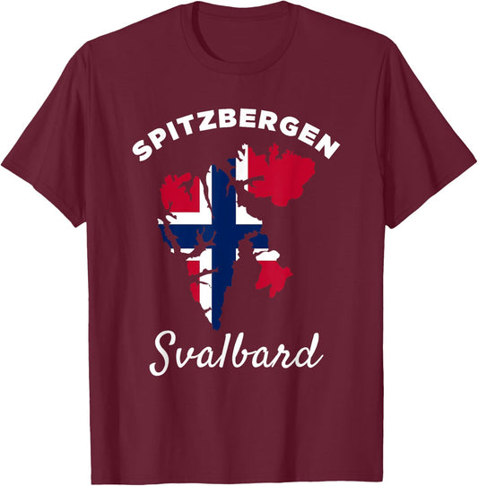 Spitsbergen Norway Flag Men Women Spitzbergen Svalbard T-Shirt - T-Shirt | Maroon