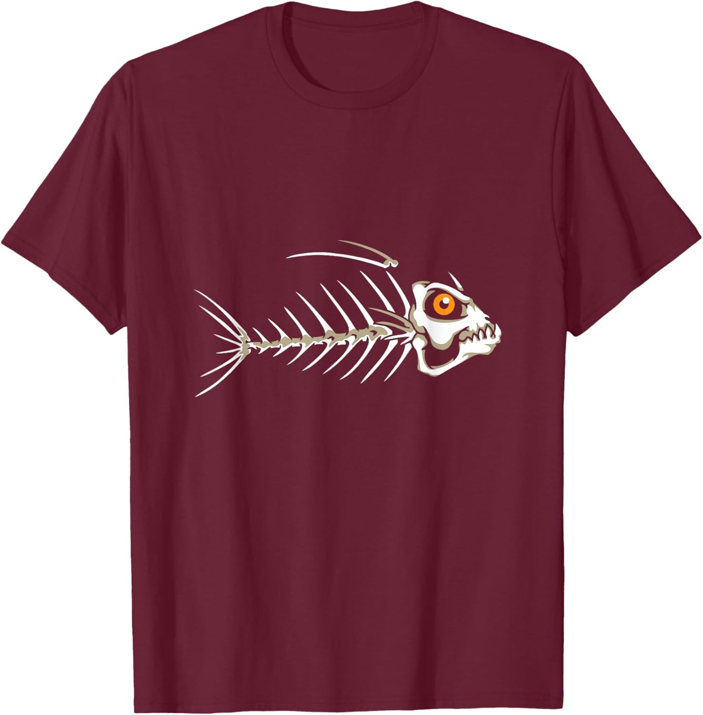 Fish Skeleton Bones T-Shirt - T-Shirt | Maroon