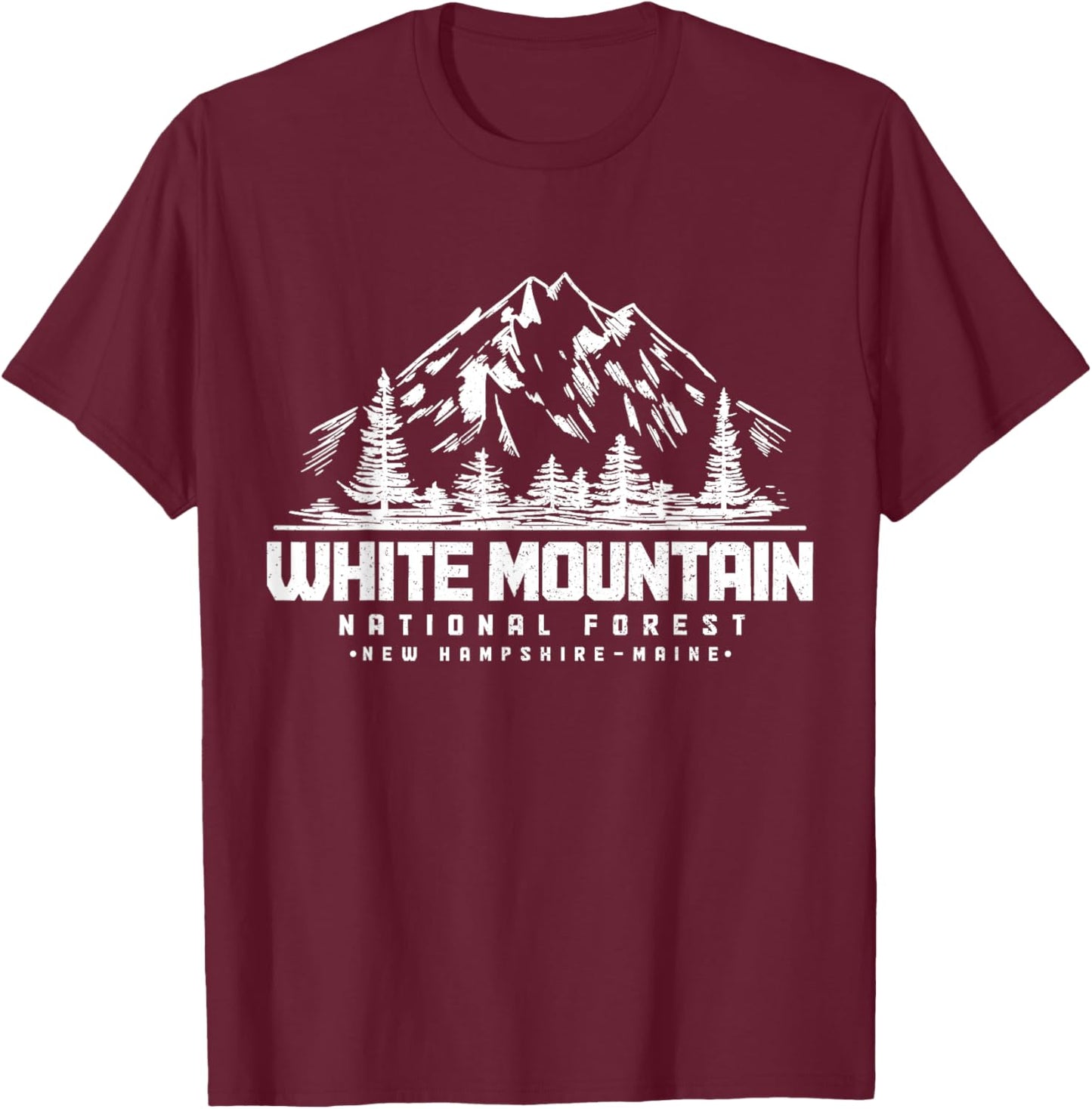 White Mountain National Forest, New Hampshire Maine Vintage T-Shirt - T-Shirt | Maroon