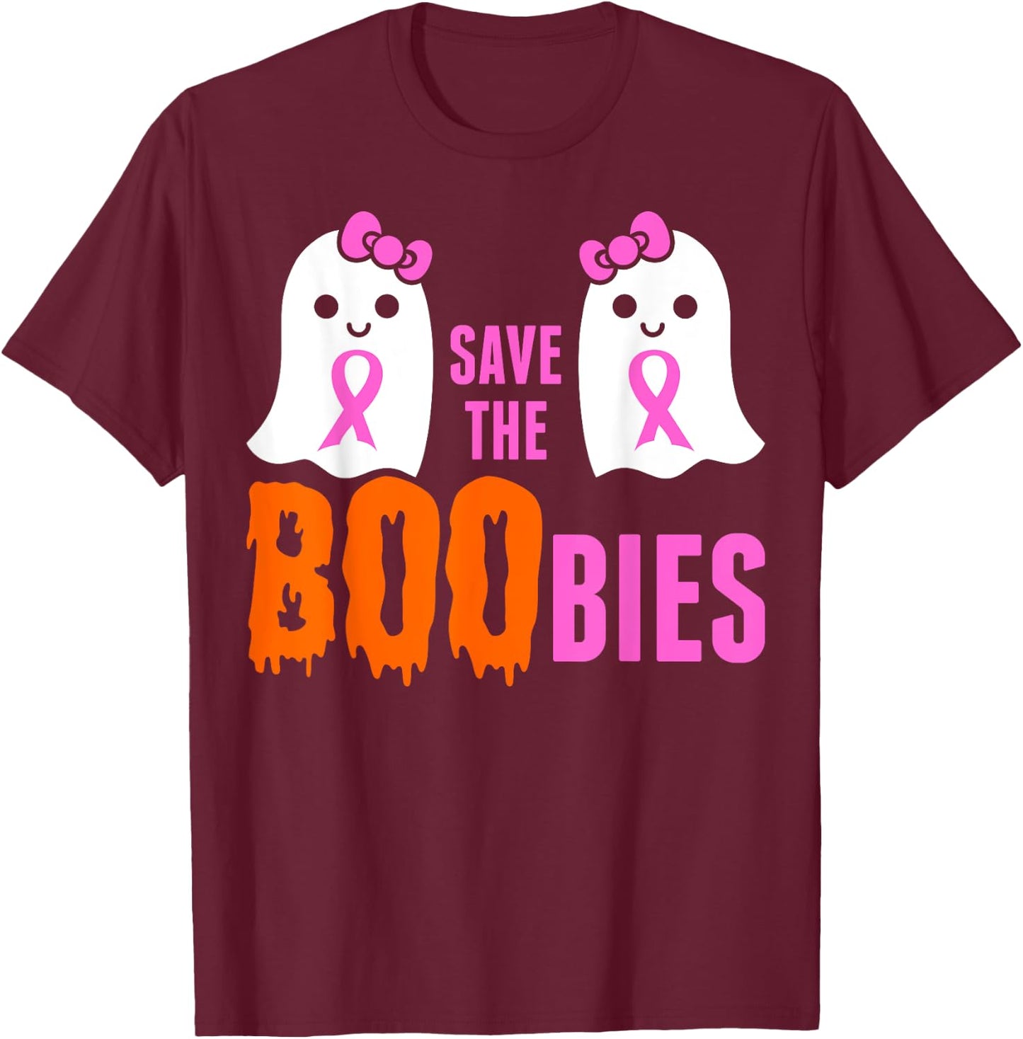 Save The Boobies Halloween T-Shirt - T-Shirt | Maroon