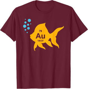 Funny Chemistry Periodic Table Elemental Gold Fish T-Shirt - T-Shirt | Maroon