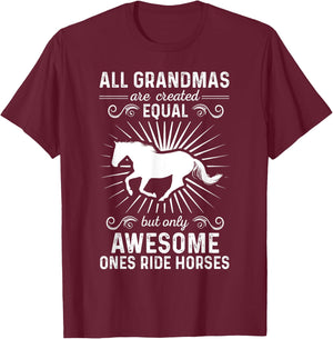 All Awesome Grandmas Ride Horses Gift For Family T-Shirt - T-Shirt | Maroon