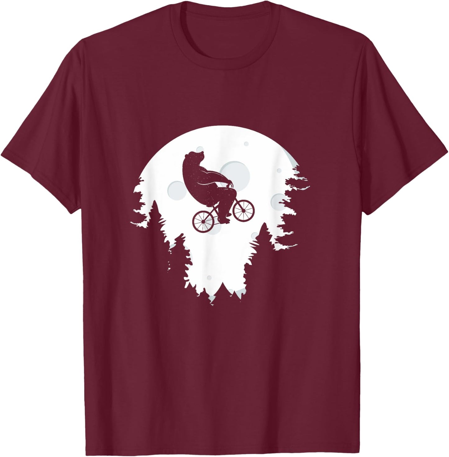 Funny Bear Cycling Mountain Bike Moon Bicycle T-Shirt - T-Shirt | Maroon
