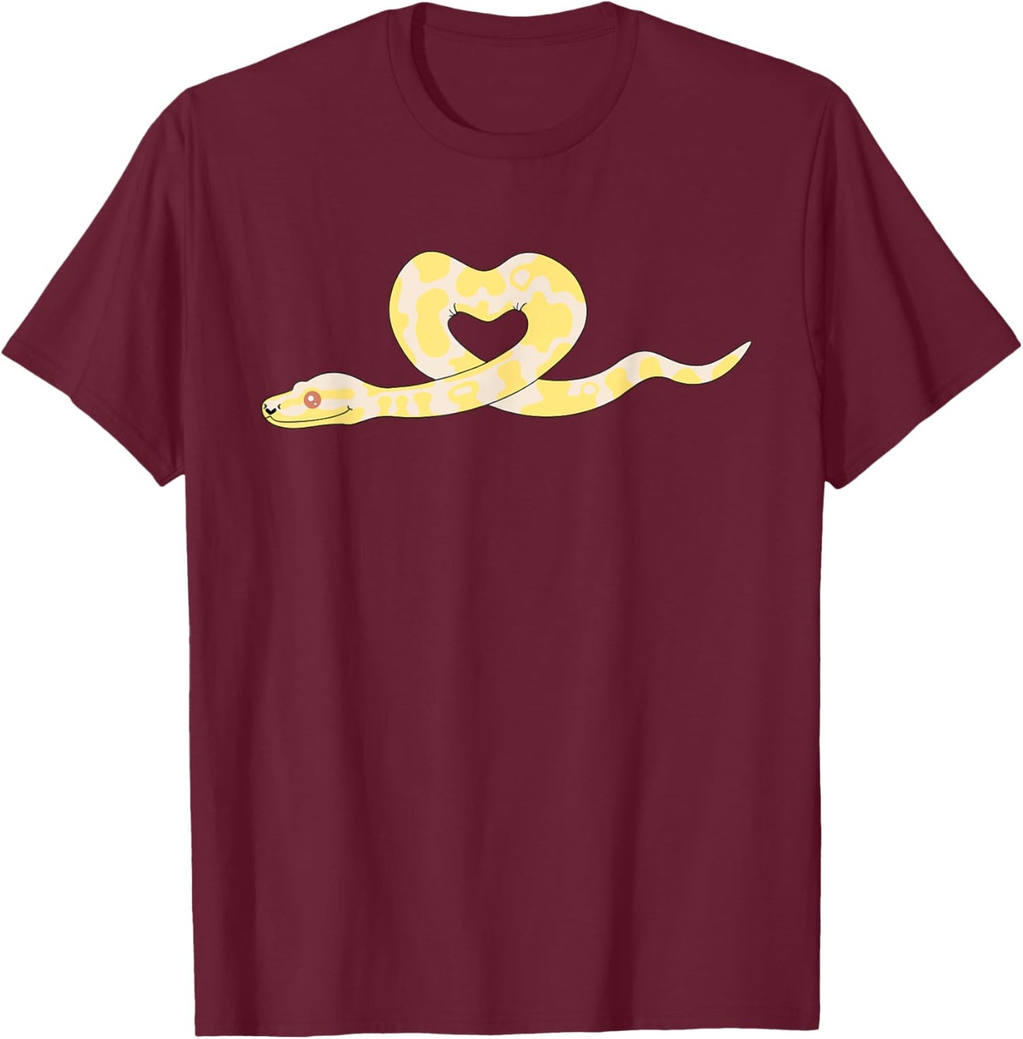 Cute Albino Ball Python Heart T-Shirt - T-Shirt | Maroon