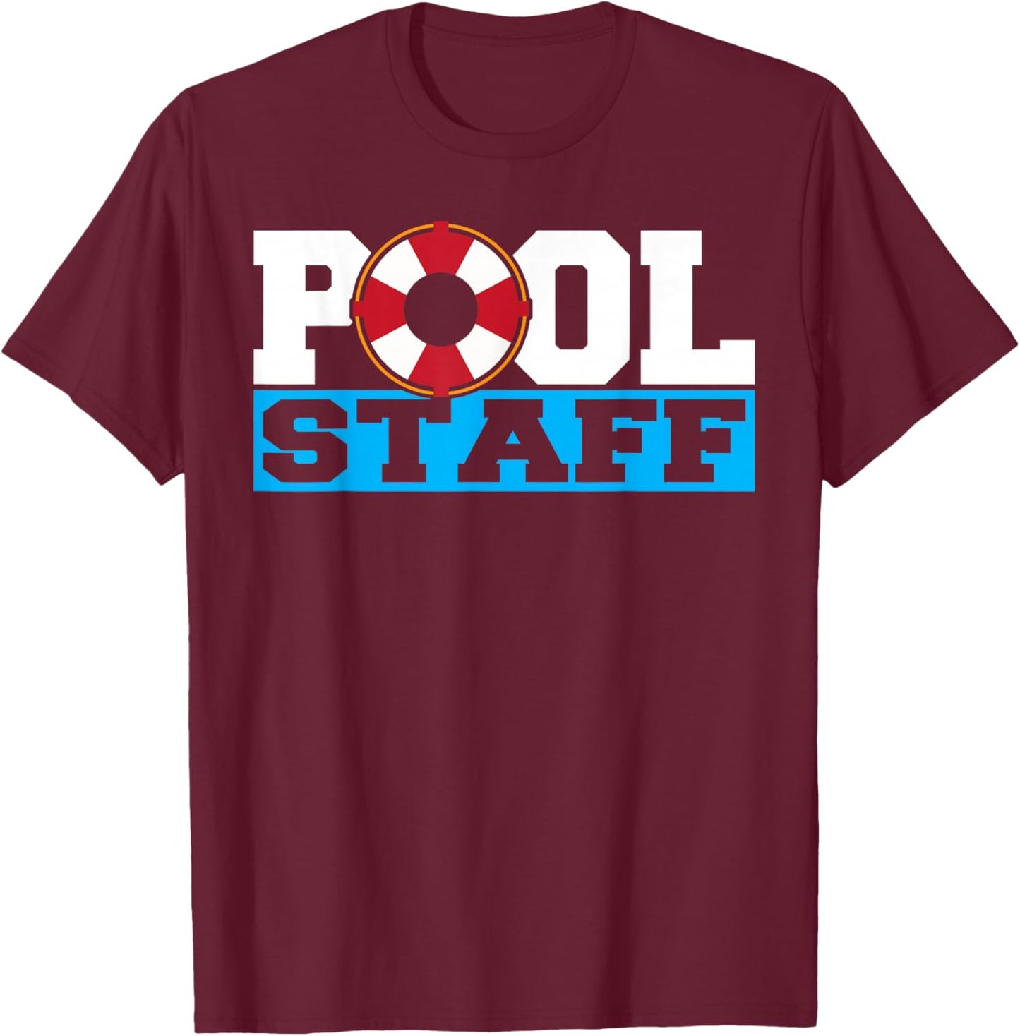 Pool Staff Kids Life Guard Boys Men Swimming Pool T-Shirt - T-Shirt | Maroon