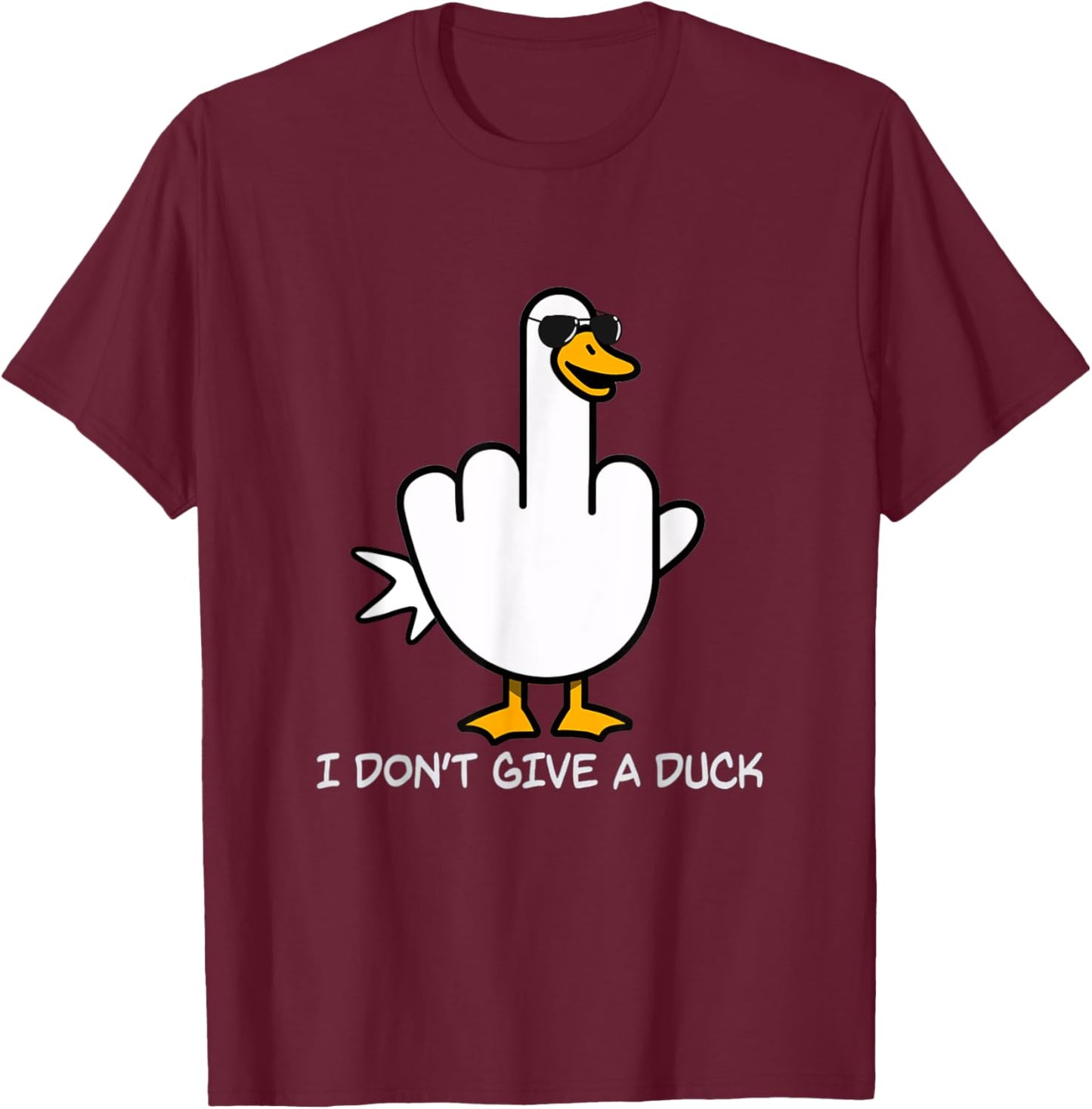 Duck You! Funny Duck With Middle Finger Saying T-Shirt - T-Shirt | Maroon